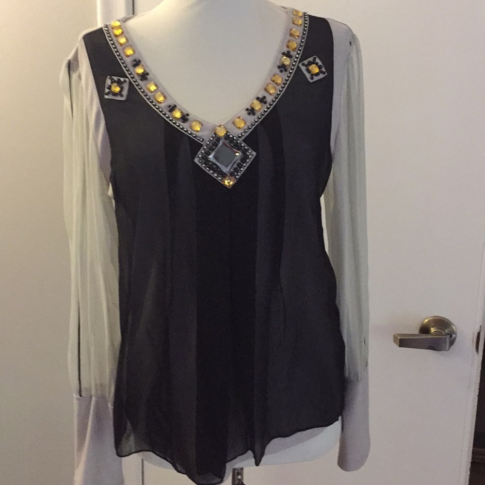 Black and grey top with bling